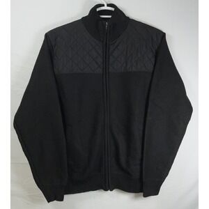 NWT Men's Gioberti Flannel Lined Waffle Knit Sweater Zip Front‎ Jacket Black - L